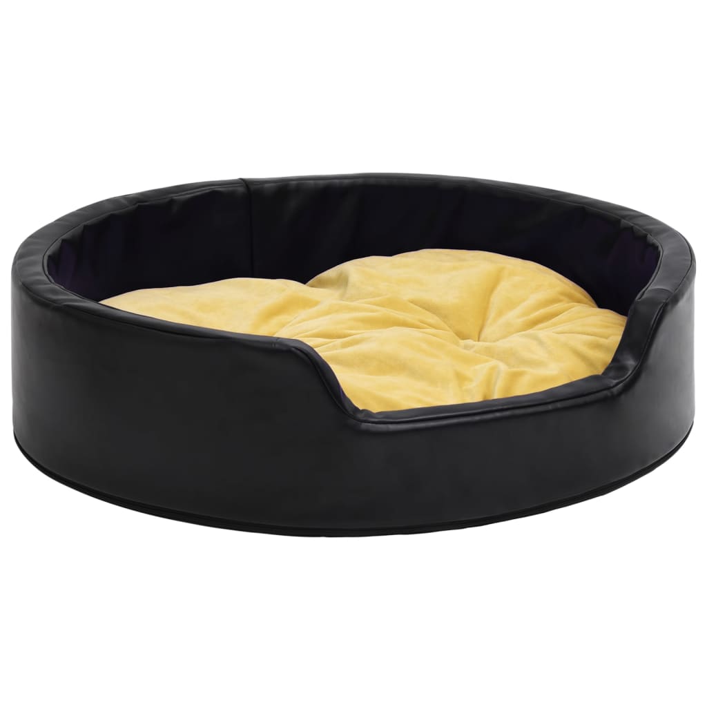 VidaXL Hundebett 99x89x21 cm Plüsch und Kunstleder Schwarz und Gelb