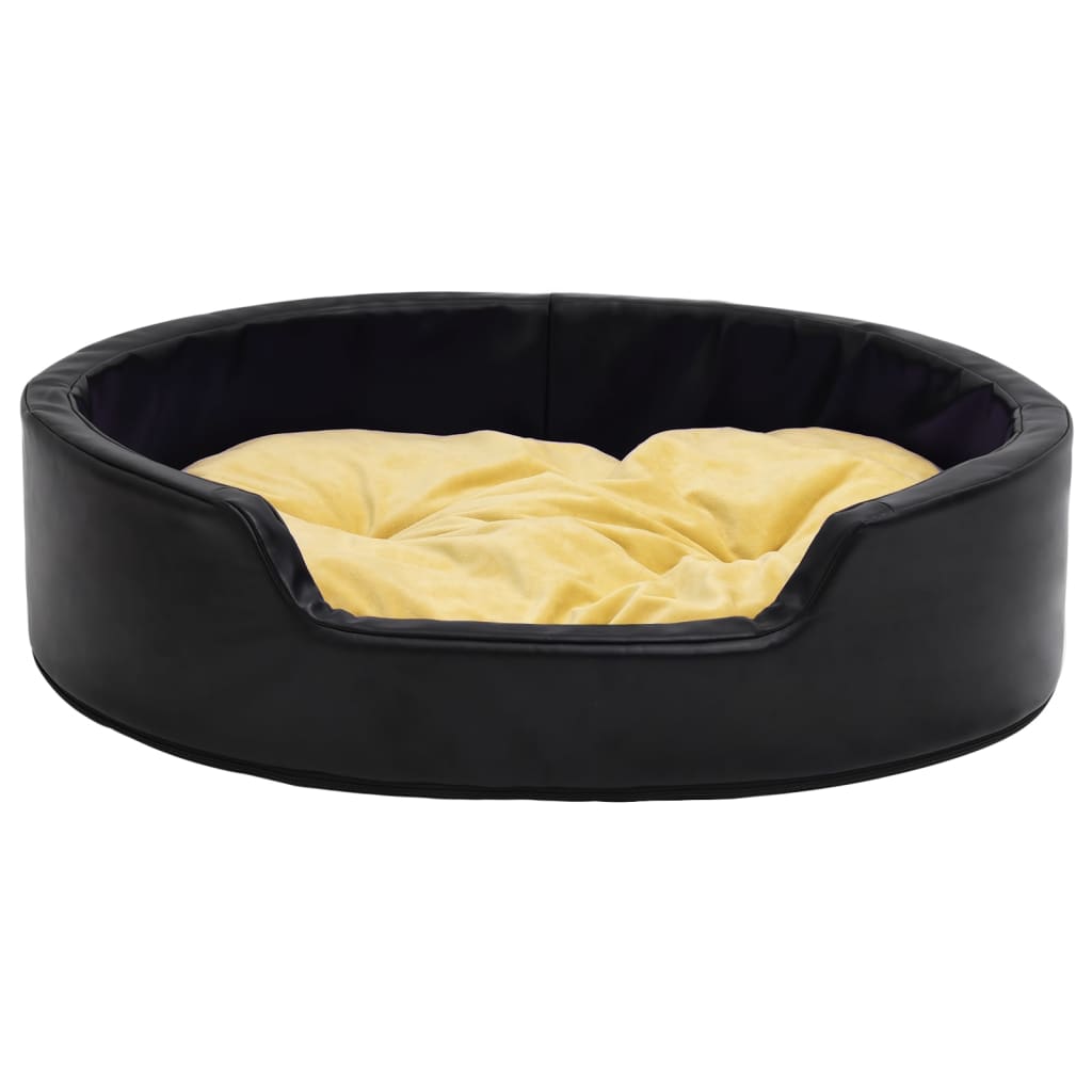 VidaXL Hundebett 99x89x21 cm Plüsch und Kunstleder Schwarz und Gelb