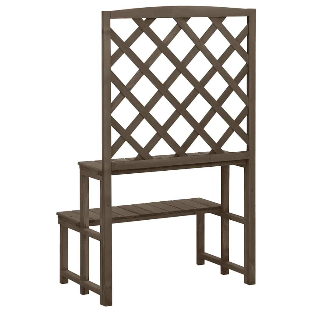 Vidaxl plantenrek met latwerk 70x42x115 cm massief vurenhout grijs