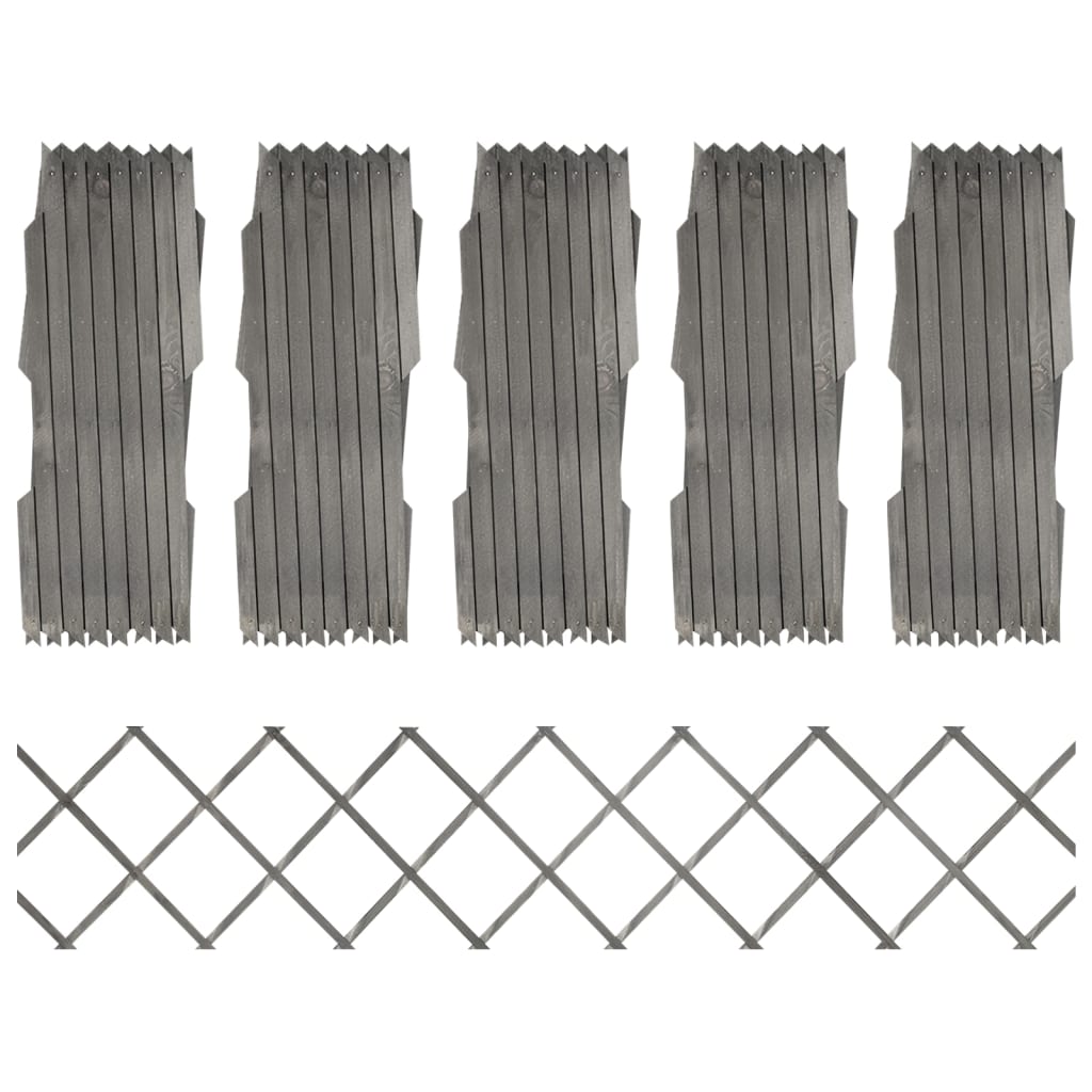 VidaXL Gartenrankgitter, 5-teilig, 180 x 30 cm, massives Kiefernholz, grau