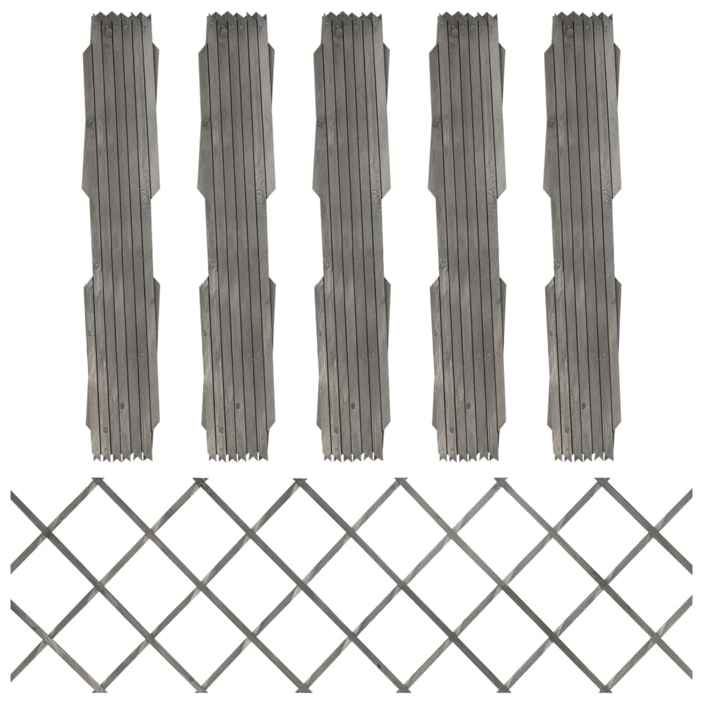 VidaXL Gartenspalier, 5-teilig, 180 x 60 cm, massives Kiefernholz, grau