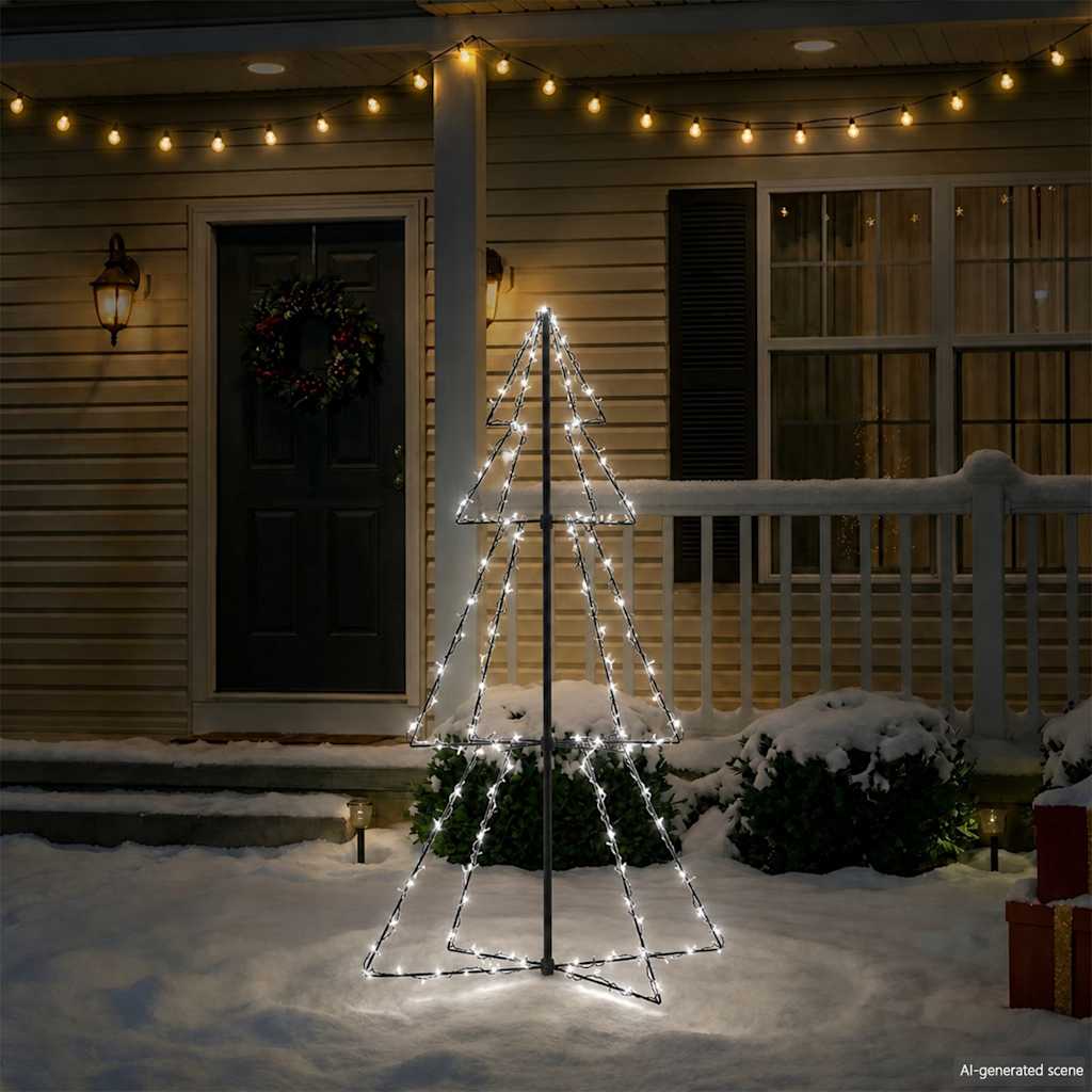 VidaXL Kegel-Weihnachtsbaum, 160 LEDs, für drinnen und draußen, 78 x 120 cm