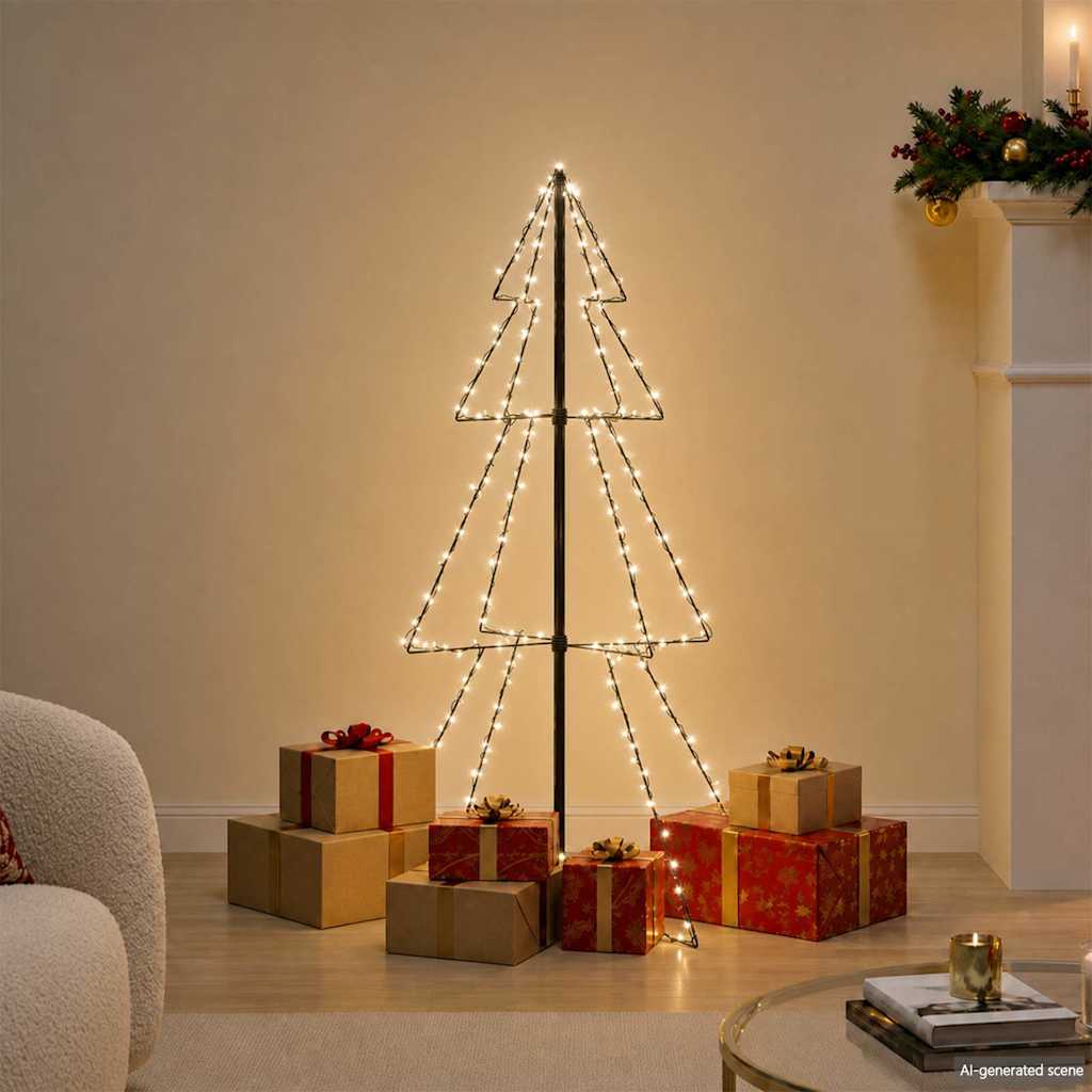 VidaXL Kegel-Weihnachtsbaum, 160 LEDs, für drinnen und draußen, 78 x 120 cm