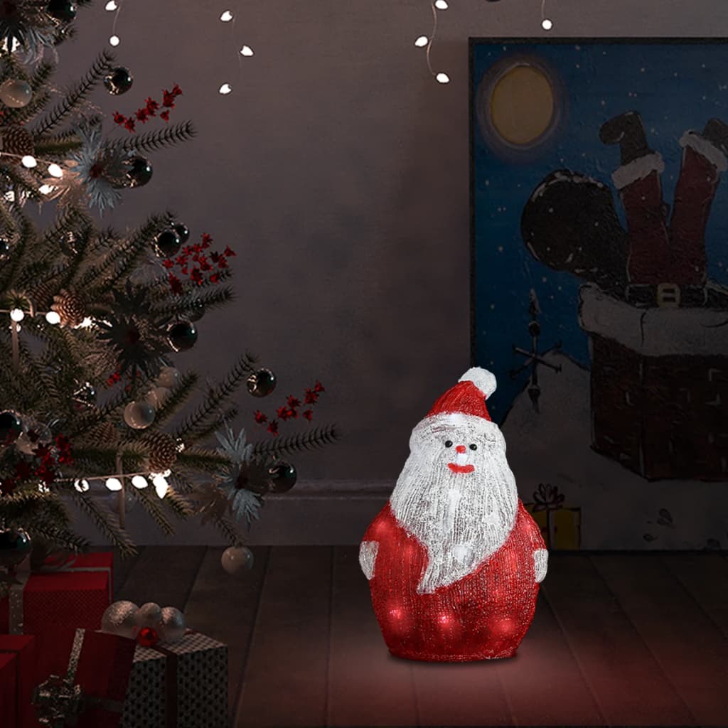 VidaXL Weihnachtsmannfigur mit LED-Beleuchtung, 28 cm, Acryl, für drinnen und draußen