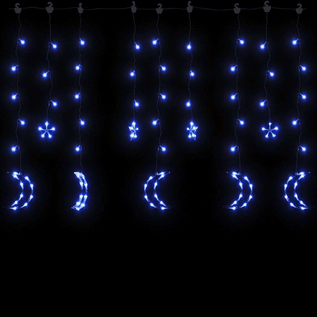 VidaXL Lichterkette mit Sternen und Monden, Fernbedienung, 138 LEDs, Blau