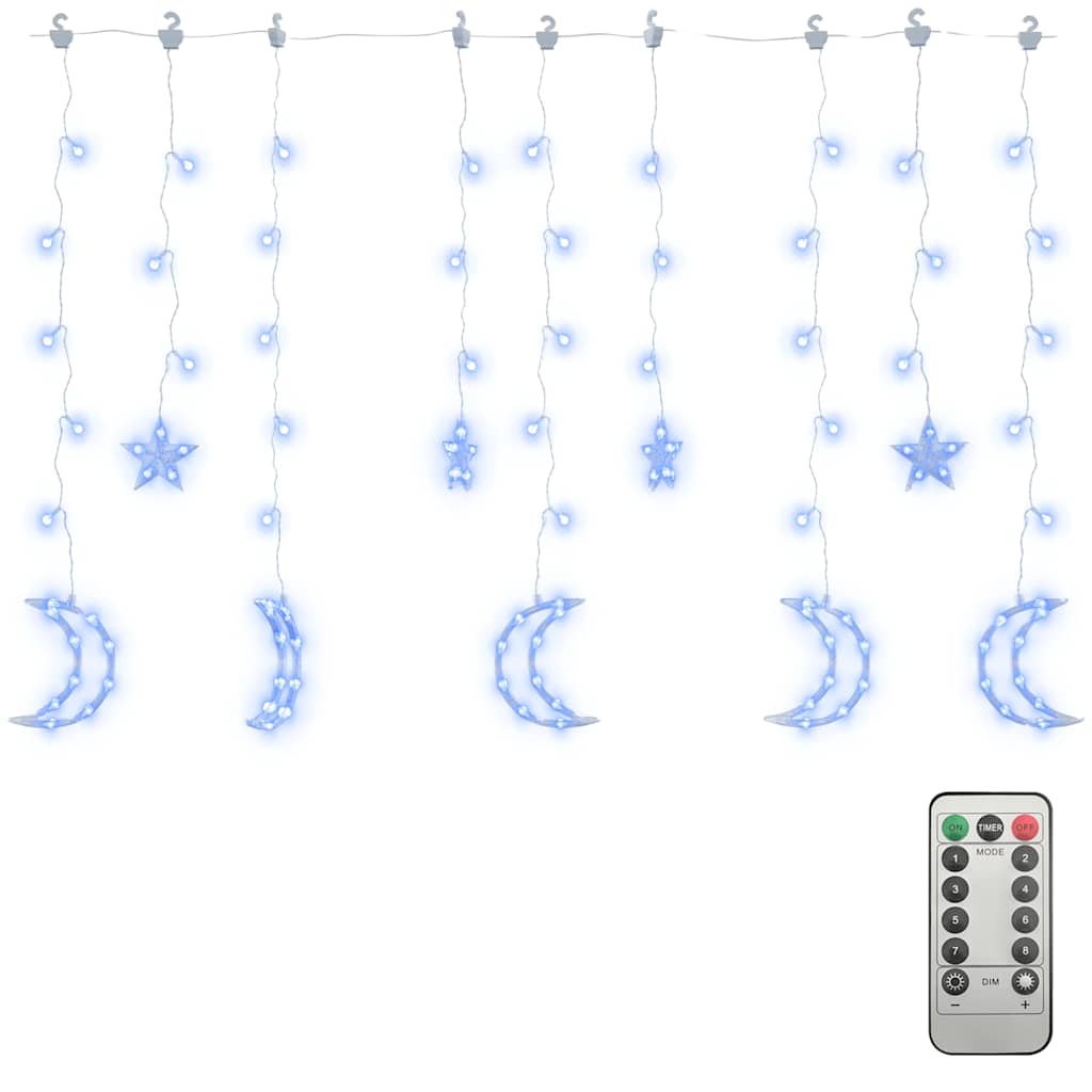 VidaXL Lichterkette mit Sternen und Monden, Fernbedienung, 345 LEDs, Blau