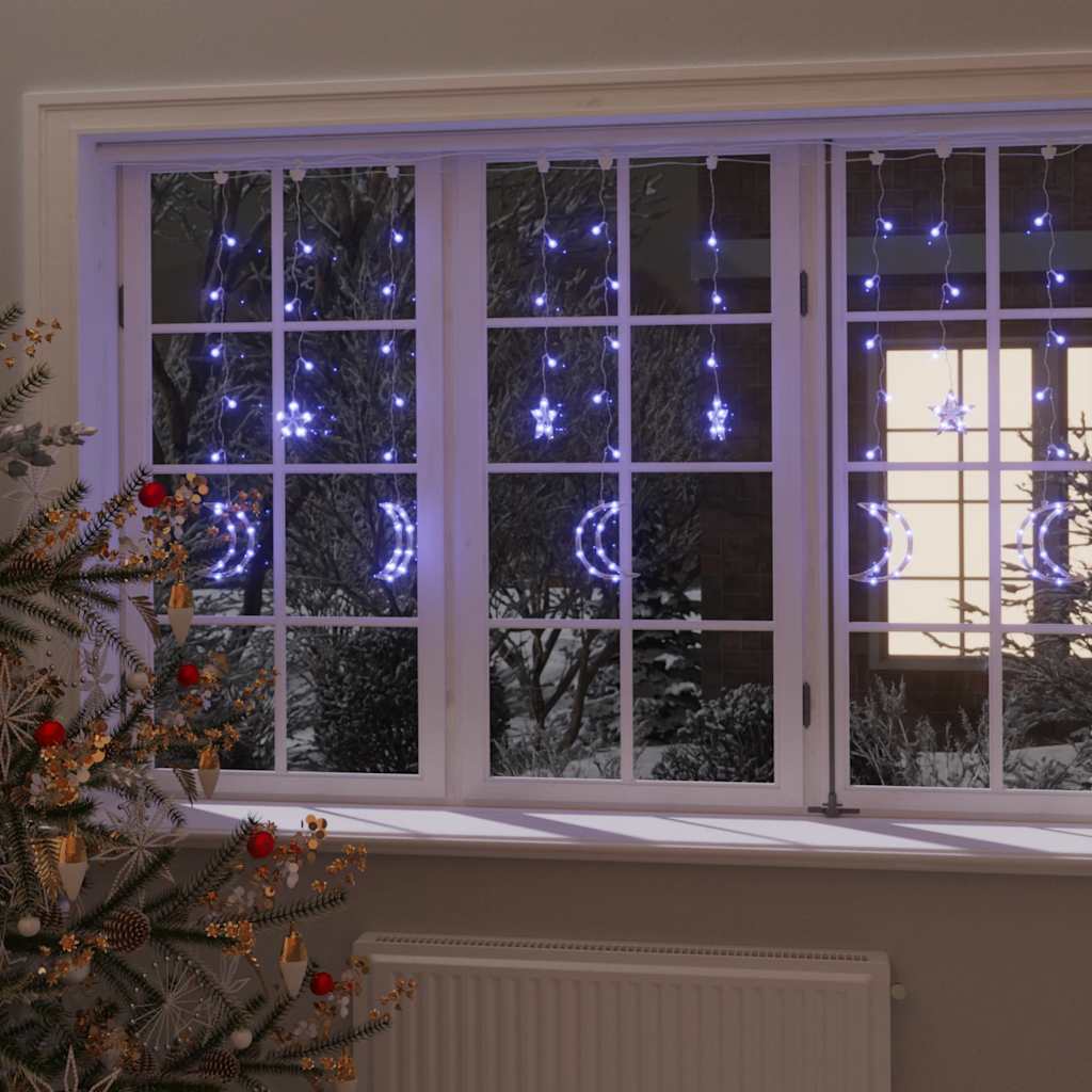 VidaXL Lichterkette mit Sternen und Monden, Fernbedienung, 345 LEDs, Blau