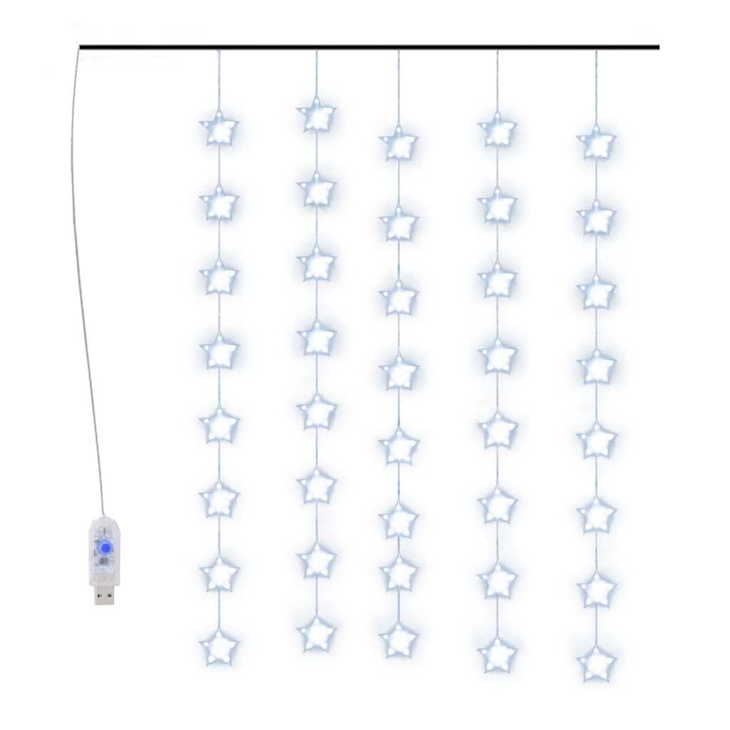 Vidaxl lichtsnoergordijn sterren met 200 led's en 8 functies blauw
