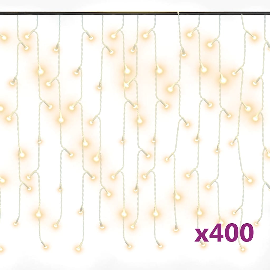 VidaXL Lichtvorhang mit 400 LEDs und 8 Funktionen, 10 m, warmweiß