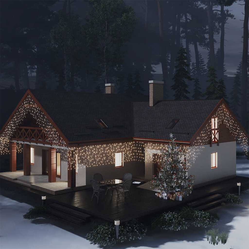 VidaXL Lichtvorhang mit 400 LEDs und 8 Funktionen, 10 m, warmweiß