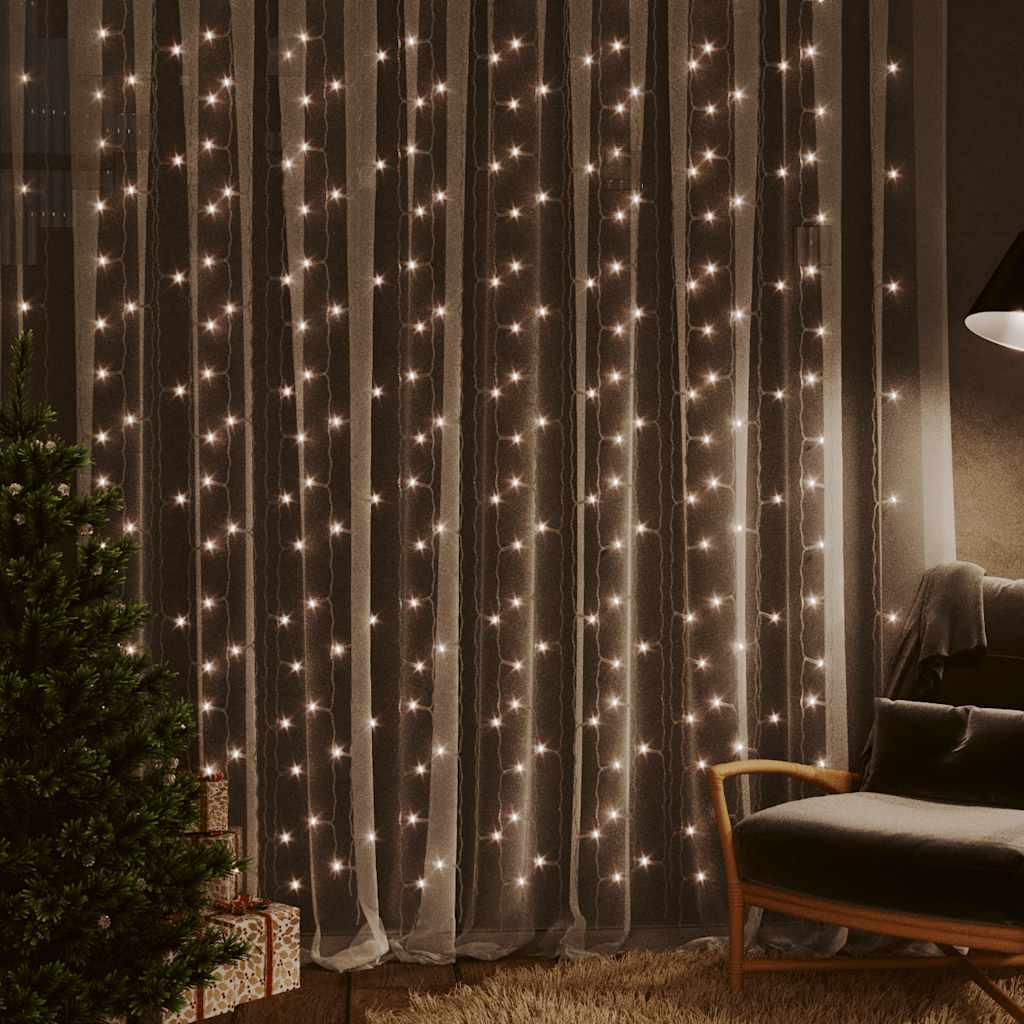 VidaXL Lichterkette mit 300 LEDs und 8 Funktionen, 3 x 3 m, warmweiß