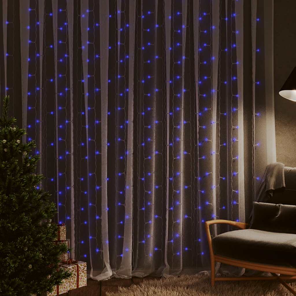 VidaXL Lichterkette mit 300 LEDs und 8 Funktionen, 3 x 3 m, Blau
