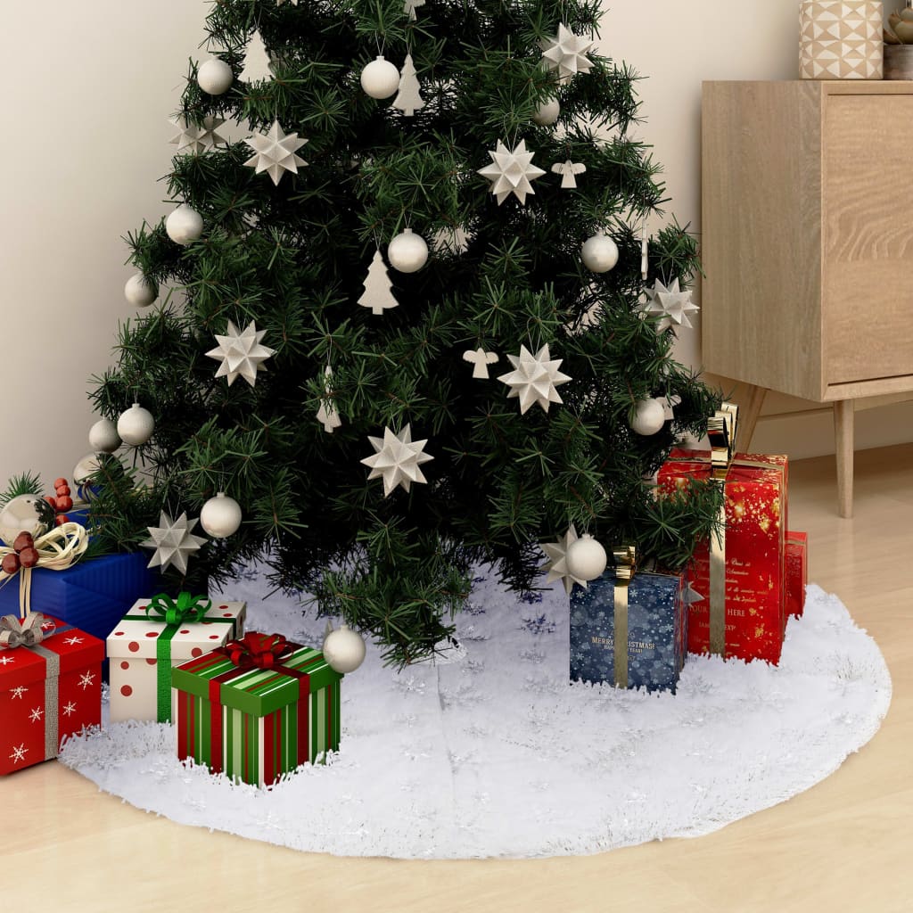 VidaXL Weihnachtsbaumdecke Luxus 90 cm Kunstfell weiß