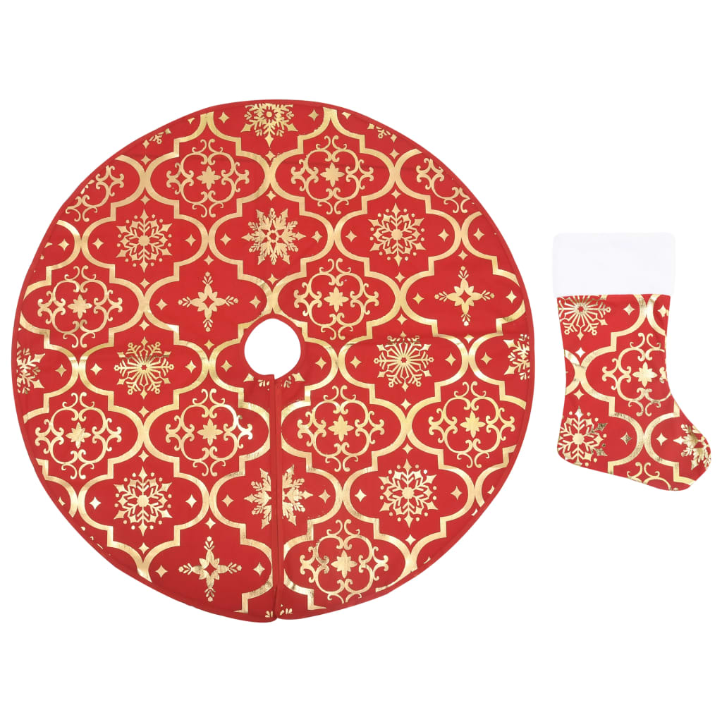 VidaXL Luxus-Weihnachtsbaumdecke mit Überwurf, 122 cm, roter Stoff