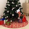 VidaXL Luxus-Weihnachtsbaumdecke mit Überwurf, 122 cm, roter Stoff