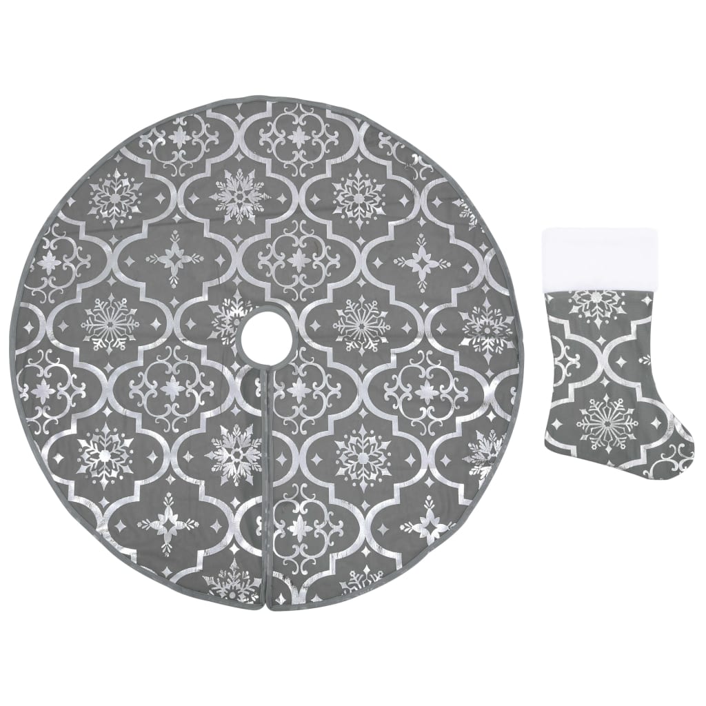 VidaXL Luxus-Weihnachtsbaumdecke mit Überwurf, 122 cm, Stoff, grau
