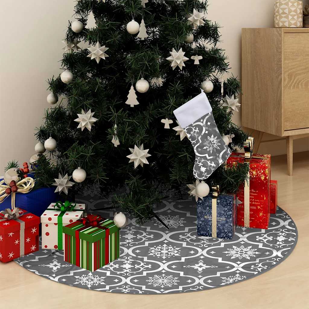VidaXL Luxus-Weihnachtsbaumdecke mit Überwurf, 122 cm, Stoff, grau