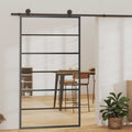 Vidaxx Schiebetür 102x205 cm ESG -Glas und Aluminium Schwarz