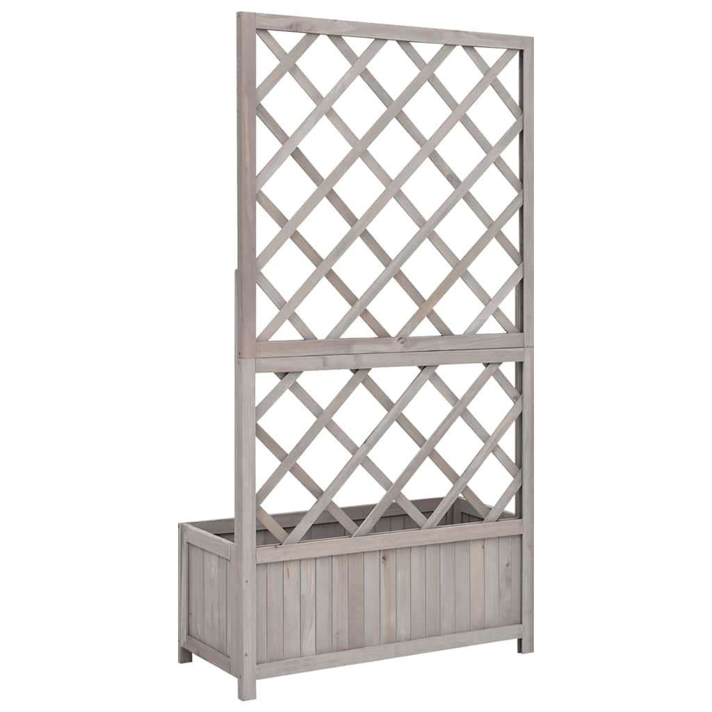 Vidaxl plantenbak met latwerk 70x30x135 cm massief vurenhout grijs