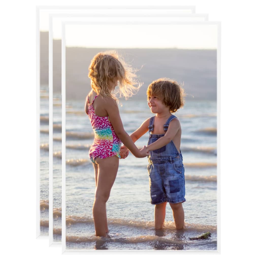 VidaXL Bilderrahmen, 3er-Set, für Wand oder Tisch, 21 x 29,7 cm, MDF, Weiß
