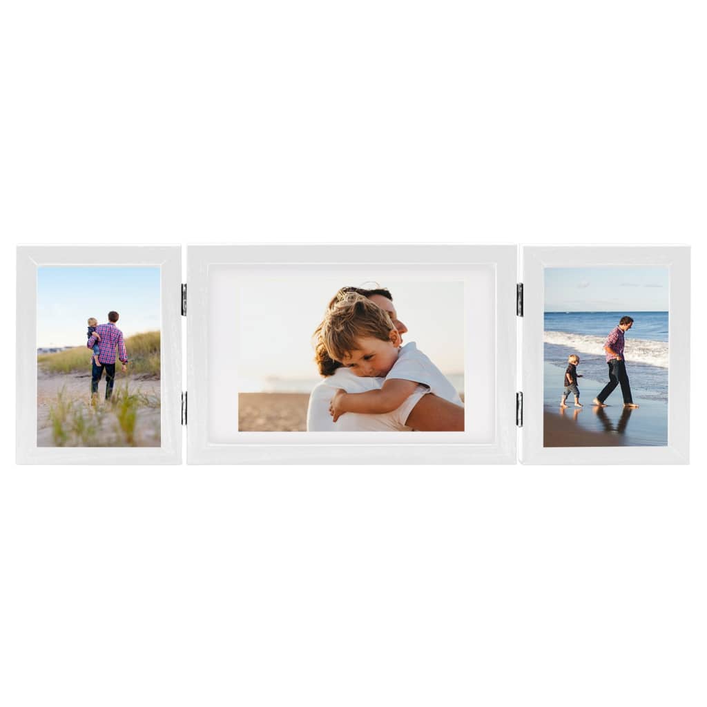 VidaXL Fotorahmen-Triptychon 28x18 cm + 2x (13x18 cm) Weiß