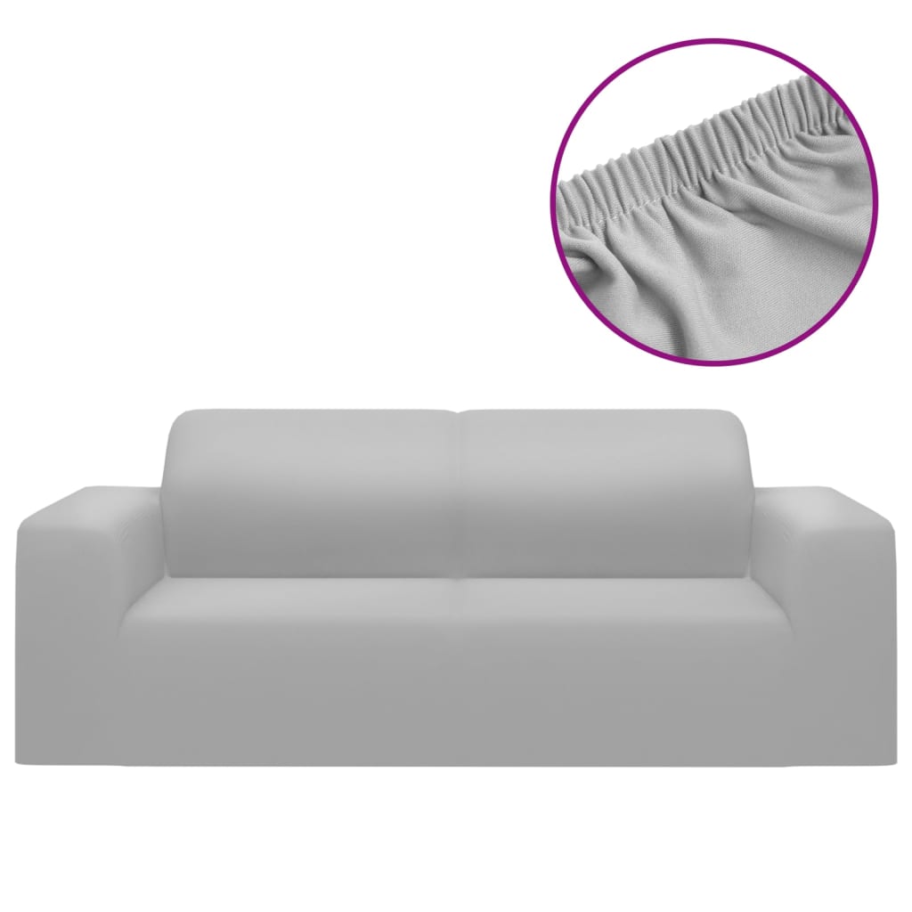 VidaXL Zweisitzer-Sofabezug aus Stretch-Polyester-Jersey, grau