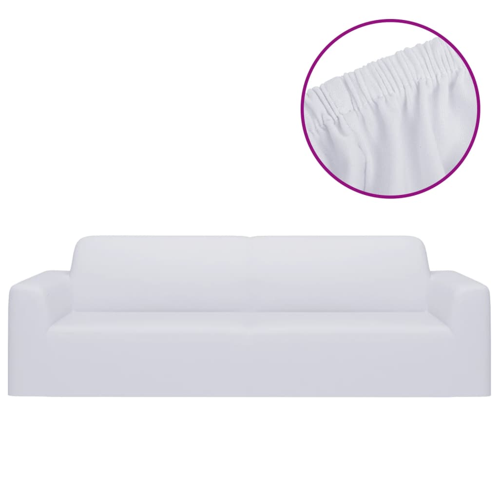 VidaXL Dreisitzer-Sofabezug aus Stretch-Polyester-Jersey, weiß