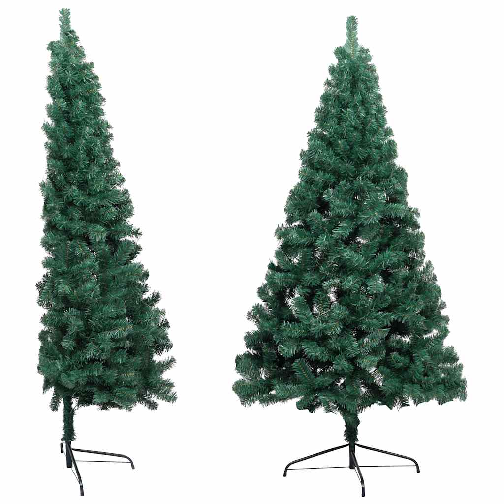 Vidaxl kunstkerstboom met verlichting en kerstballen half 120 cm groen