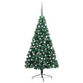 Vidaxl kunstkerstboom met verlichting en kerstballen half 210 cm groen