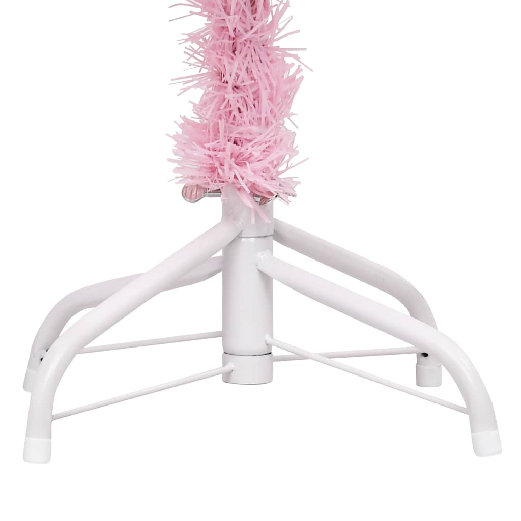 Vidaxl kunstkerstboom met verlichting en kerstballen 180 cm pvc roze