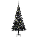 Vidaxl kunstkerstboom met verlichting en kerstballen 120 cm pvc zwart