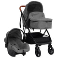 Vidaxl kinderwagen 3-in-1 staal lichtgrijs en zwart