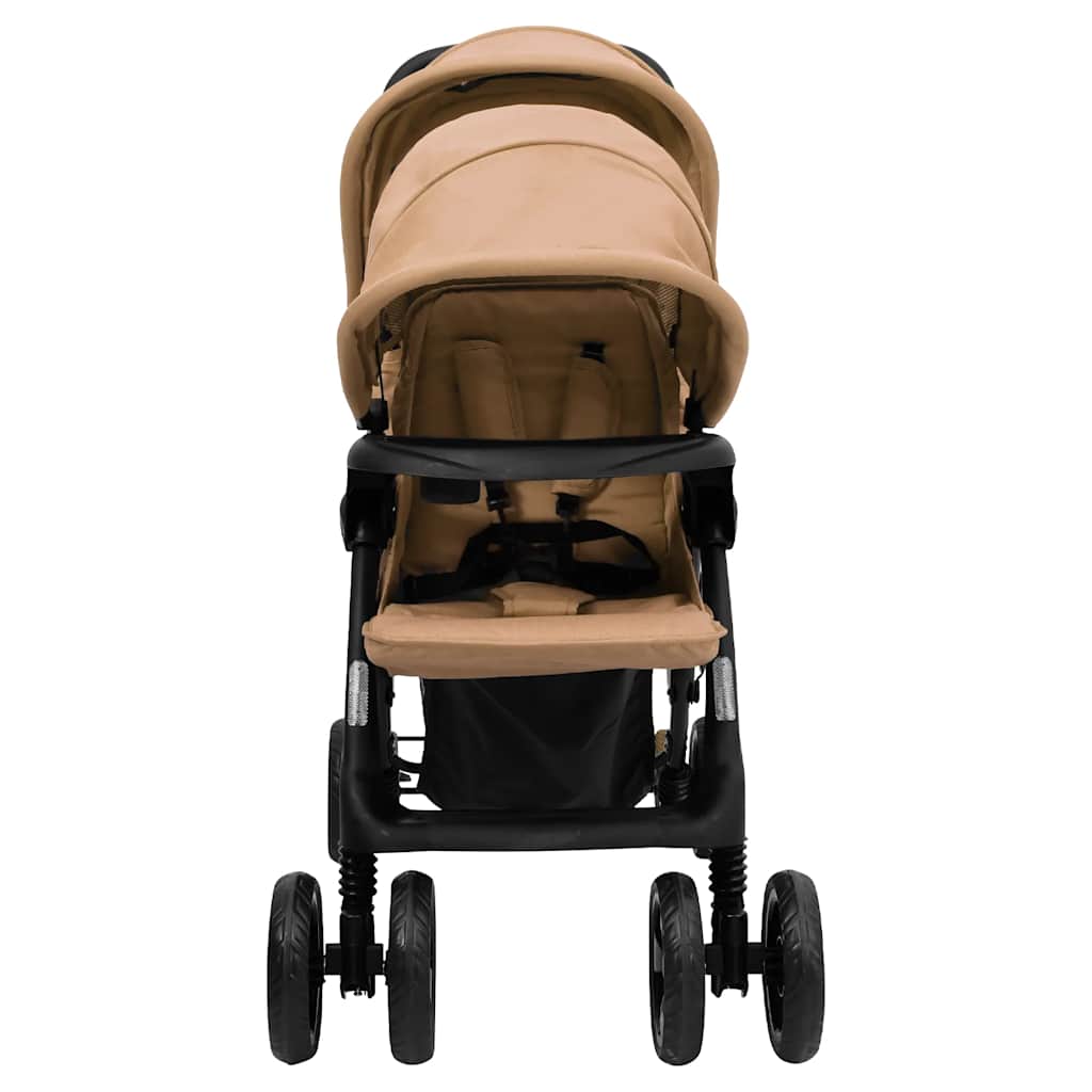 VIDAXL Zwillings Kinderwagen Tandem Stahl taupe