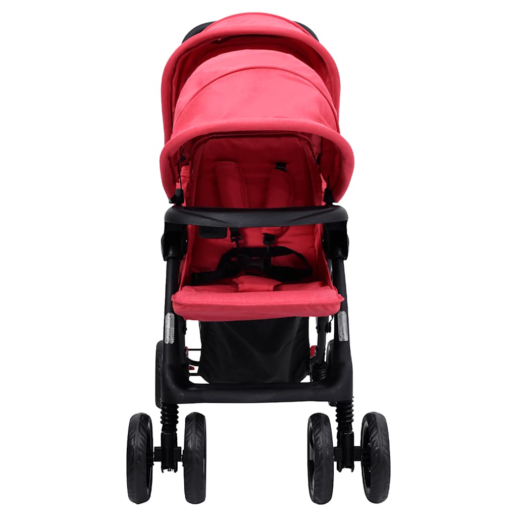 VidaXL Zwillingspram Tandem Stahl rot