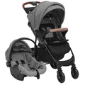 Vidaxl kinderwagen 3-in-1 staal lichtgrijs