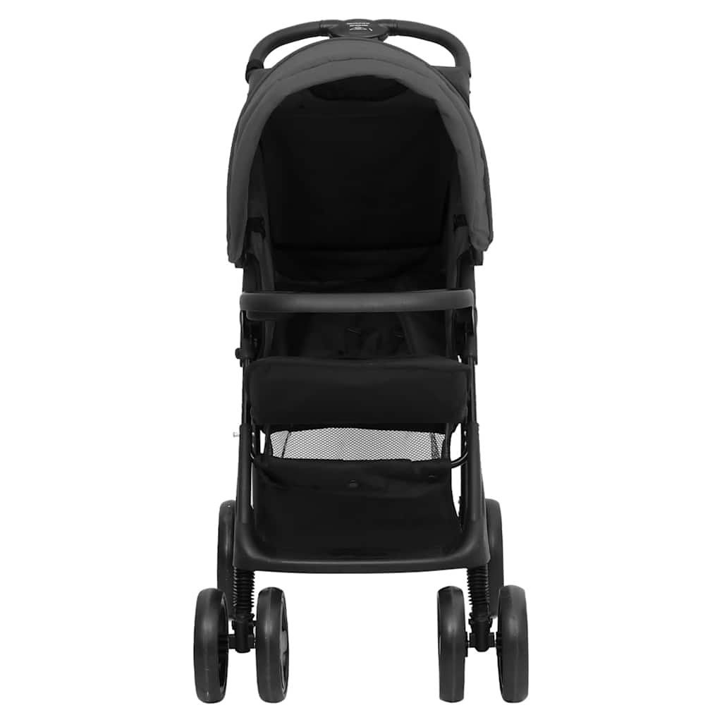 Vidaxl Kinderwagen 2-in-1 Stahl dunkelgrau und schwarz