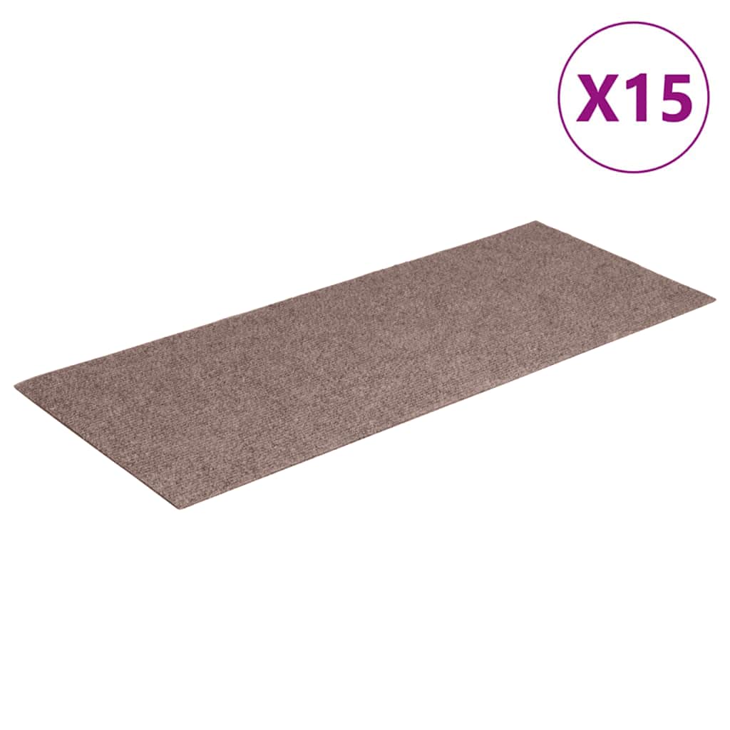 Vidaxl trapmatten zelfklevend 15 stuks 60x25 cm lichtbruin rechthoekig