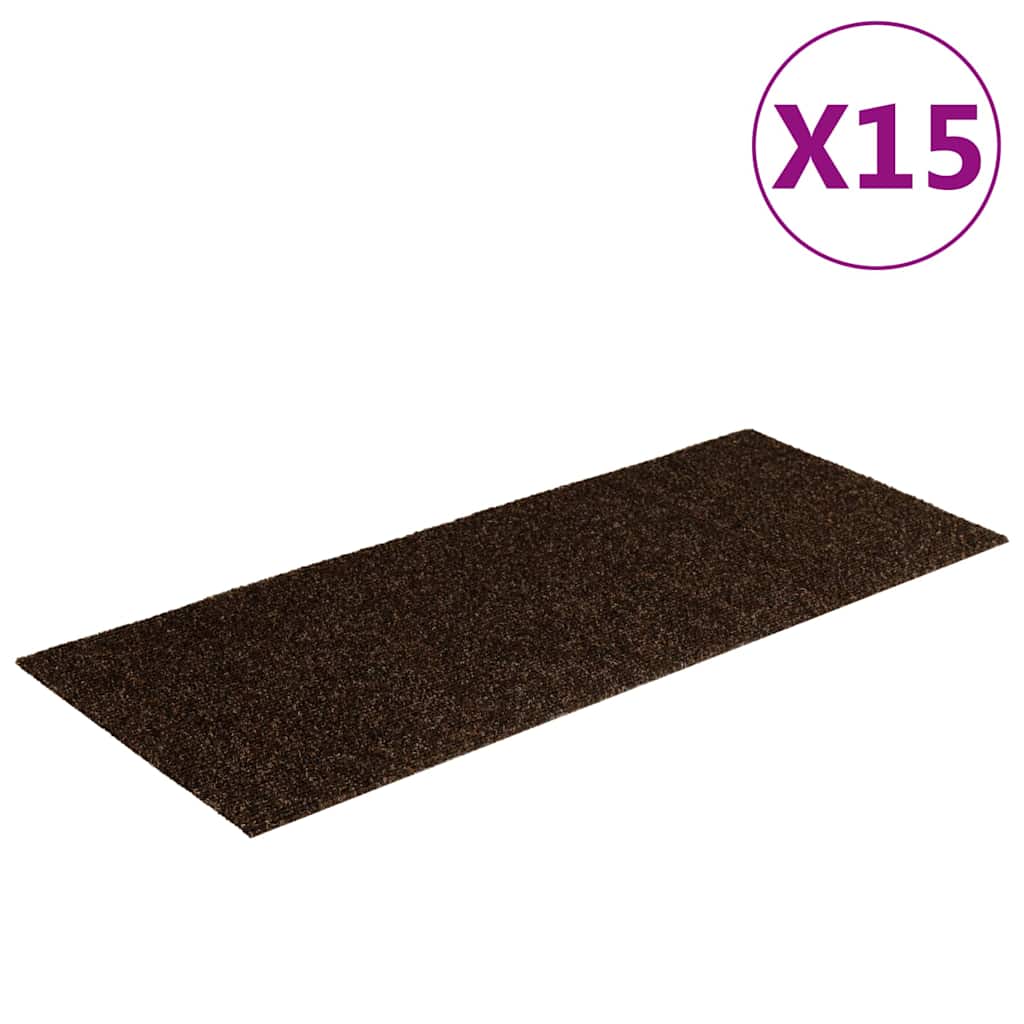 VidaXL 15 Stück Treppenmatten selbstklebend rechteckig 60x25 cm braun