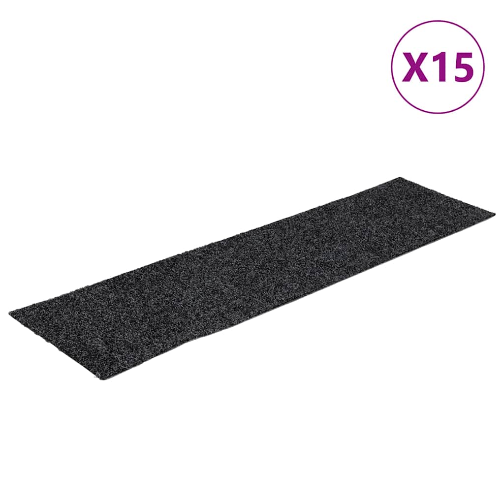 Vidaxl trapmatten zelfklevend 15 stuks 76x20 cm donkergrijs rechthoekig