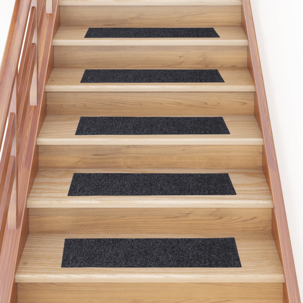 Vidaxl trapmatten zelfklevend 15 stuks 76x20 cm grijs rechthoekig