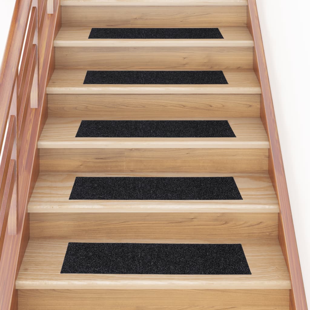 VidaXL 15 Treppenmatten, selbstklebend, rechteckig, 76 x 20 cm, schwarz