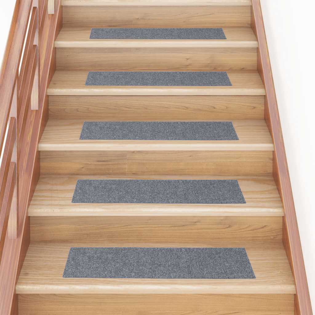 Vidaxl trapmatten zelfklevend 15 stuks 76x20 cm lichtgrijs rechthoekig