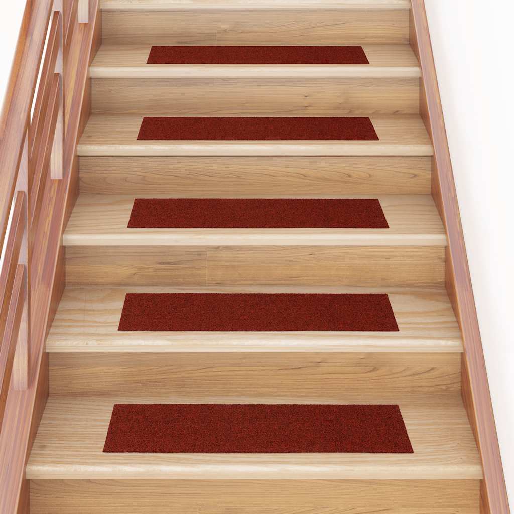 Vidaxl trapmatten zelfklevend 15 stuks 76x20 cm bordeaux rood rechthoekig