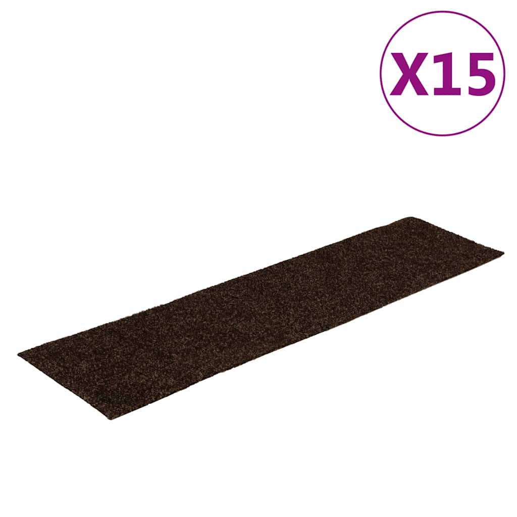 VidaXL 15 selbstklebende rechteckige Treppenmatten 76 x 20 cm Braun