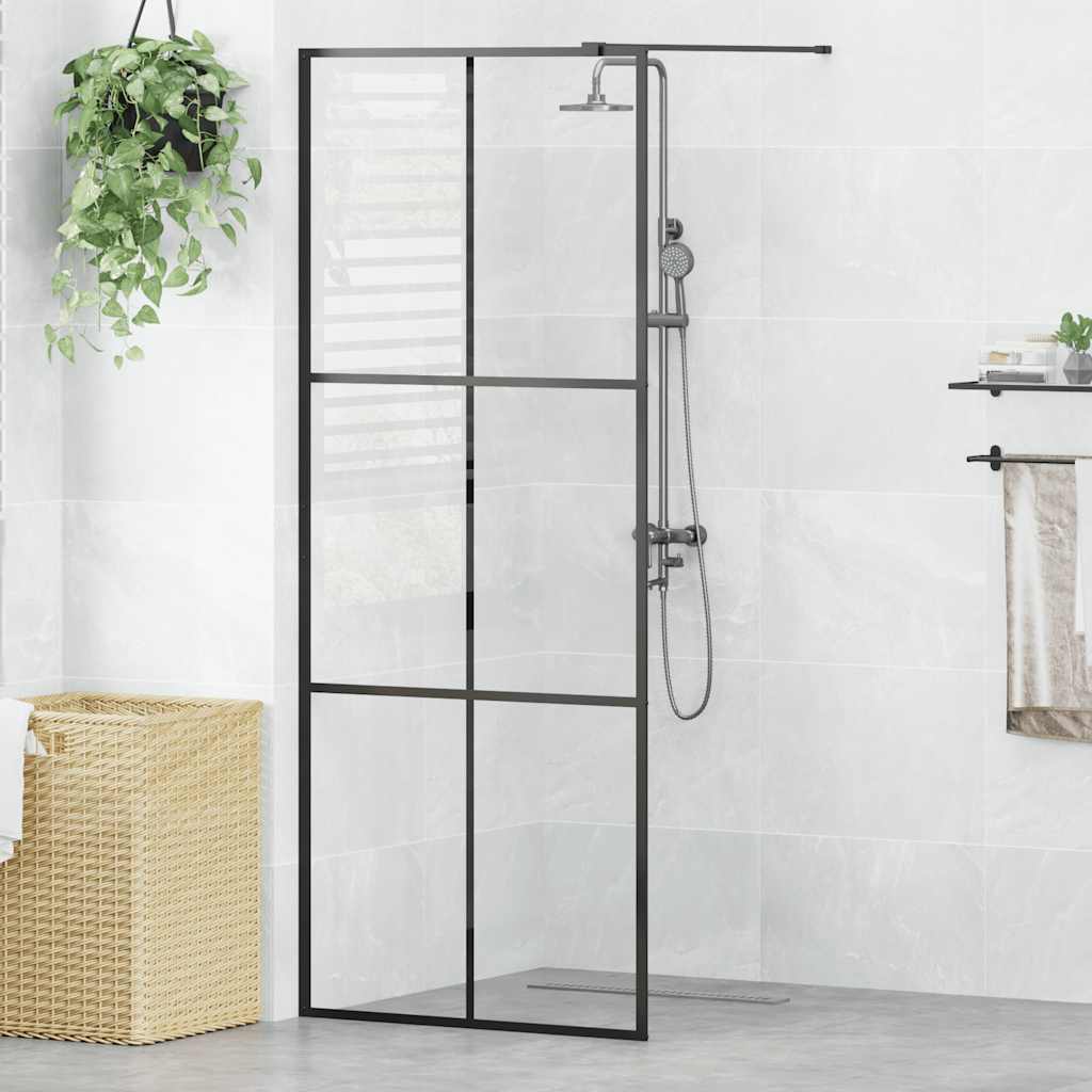 Vidaxl inloopdouchewand 80x195 cm esg-glas transparant en zwart