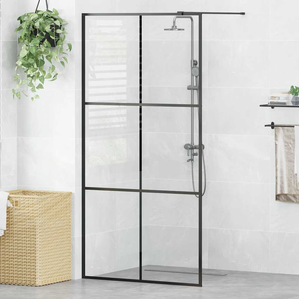 Vidaxl inloopdouchewand 100x195 cm esg-glas transparant en zwart