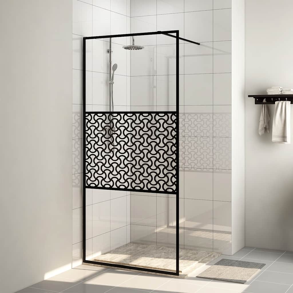 Vidaxl inloopdouchewand 90x195 cm esg-glas transparant en zwart