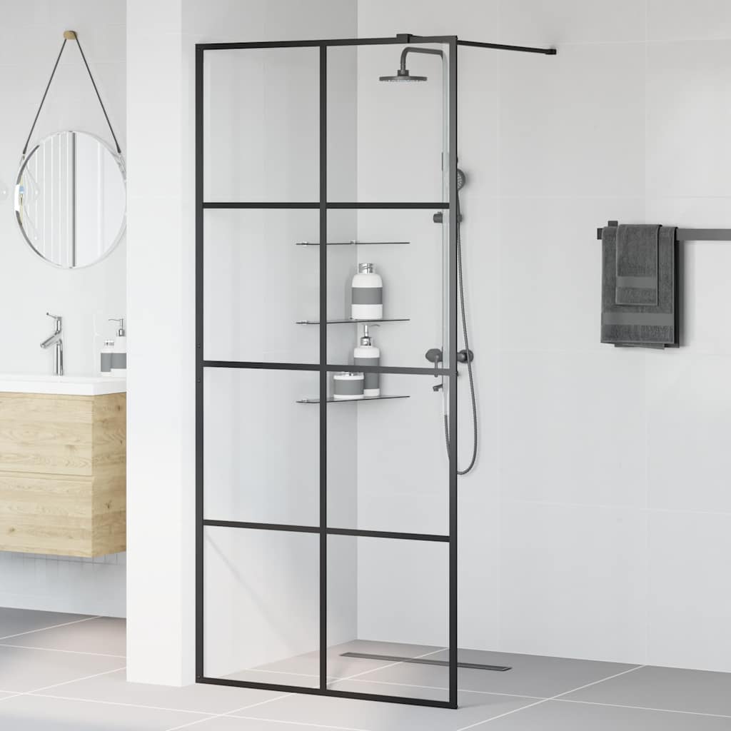 Vidaxl inloopdouchewand 90x195 cm esg-glas transparant en zwart