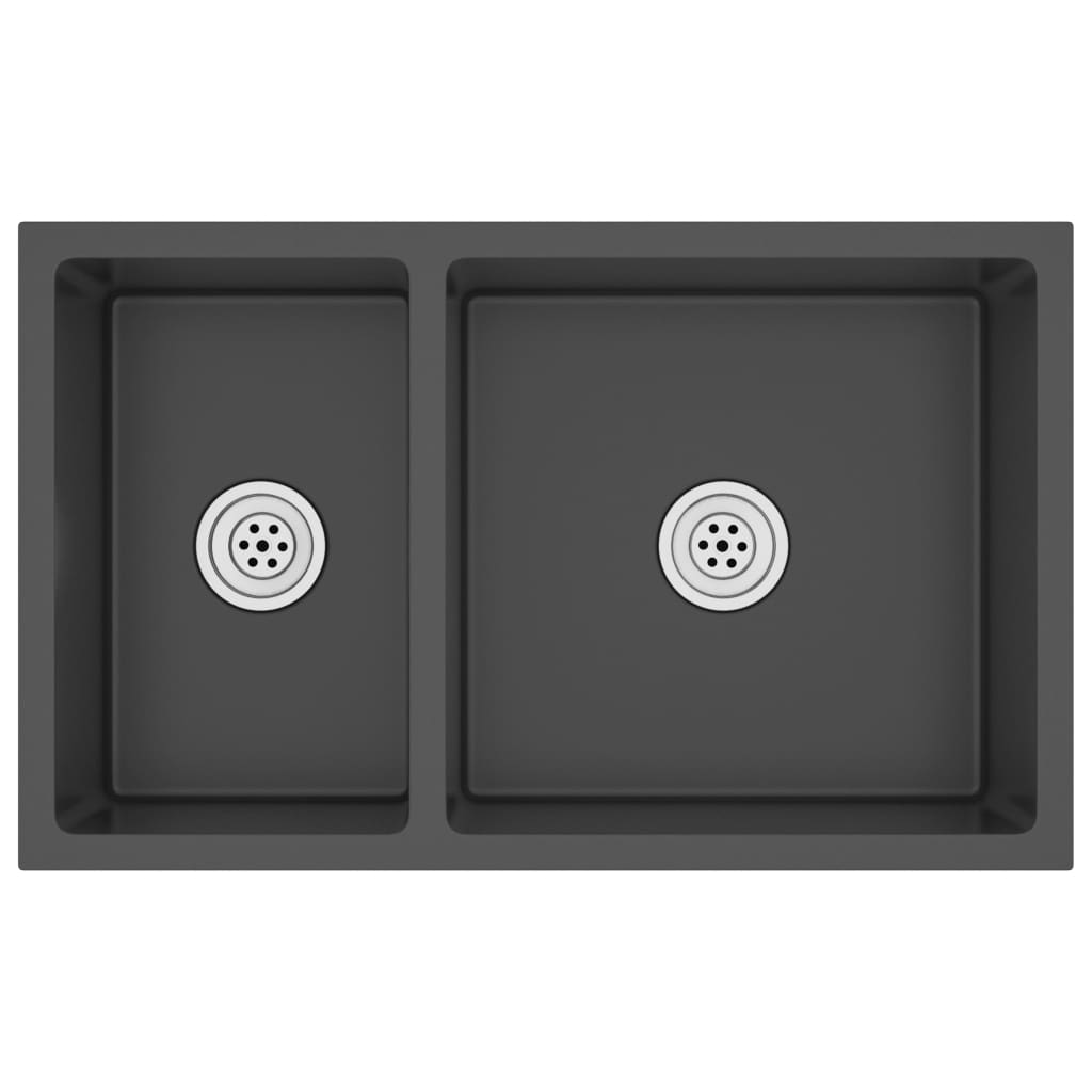 VidaXL Spüle Edelstahl schwarz