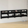 Vidaxl wandschoenenkasten 4 st 60x18x60 cm bewerkt hout zwart